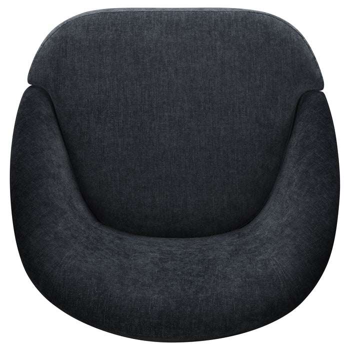 Leon Chenille Upholstered Swivel Accent Chair Black