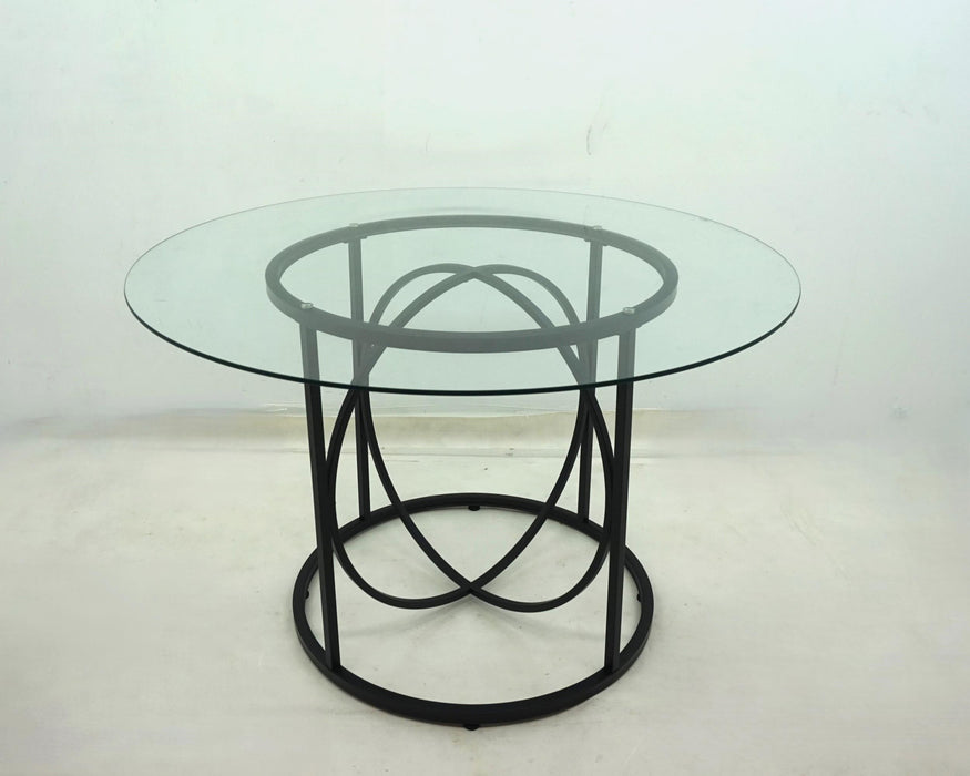 Levy 48-inch Round Glass Top Dining Table Matte Black