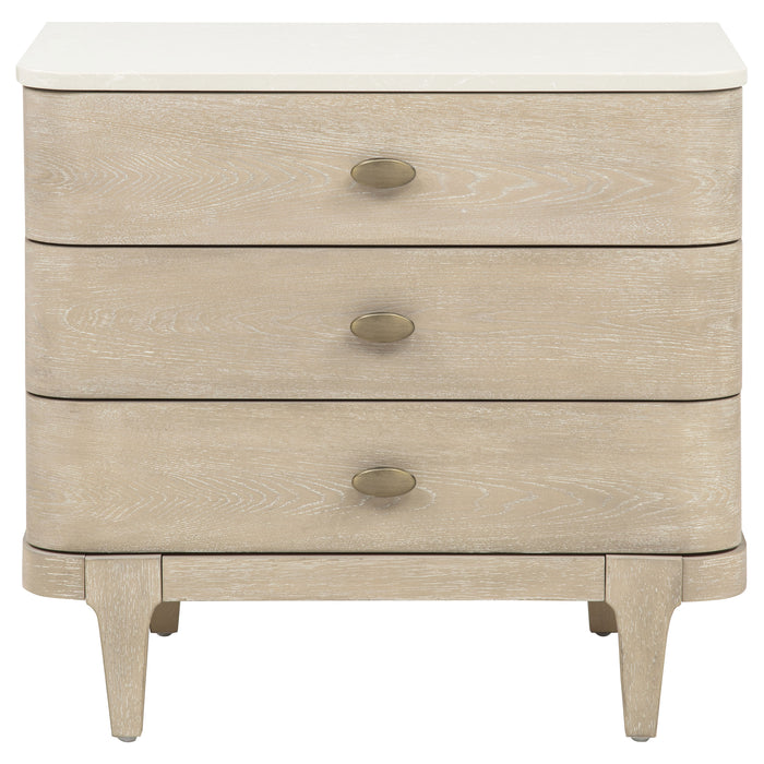 Lucaire 3-drawer Nightstand Bedside Table Sandstone
