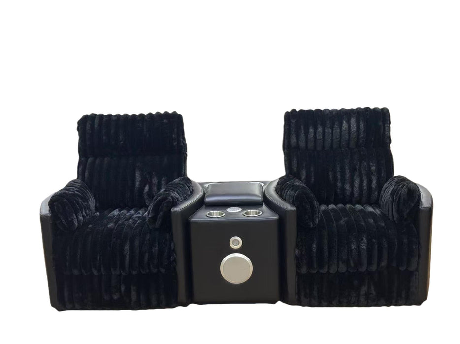 Madden Leatherette Bluetooth Audio Console with Power Outlet Black
