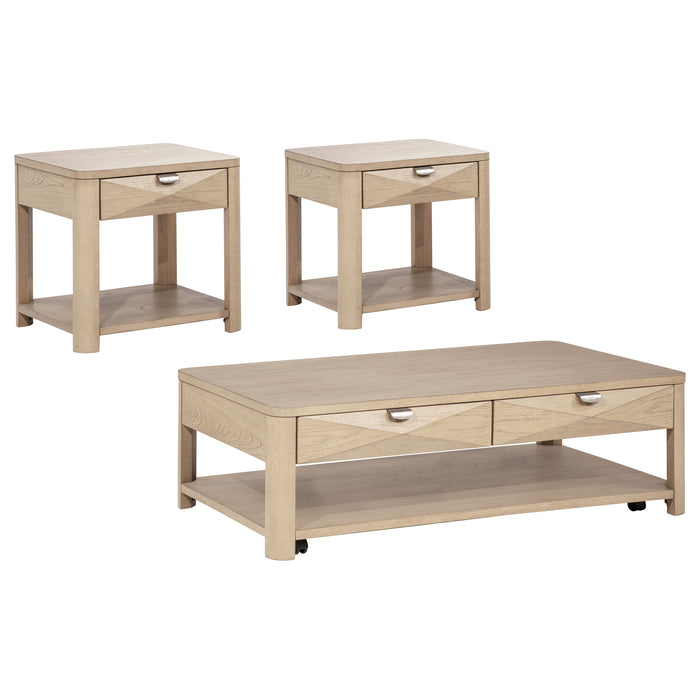 Marcelo 3-piece Coffee Table Set with Storage Light Elm