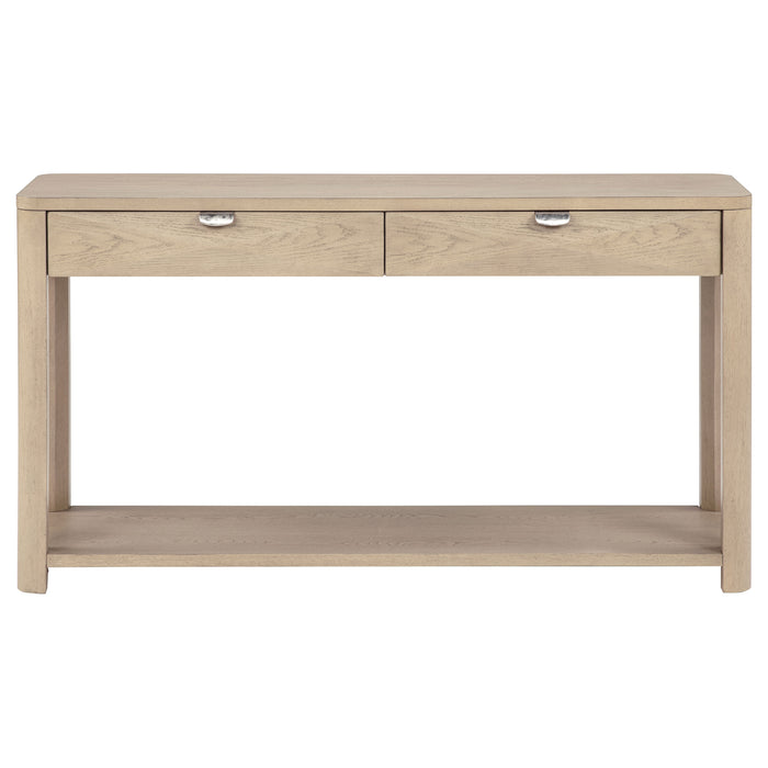 Marcelo Sofa Console Table with 2 Drawers and Shelf Light Elm