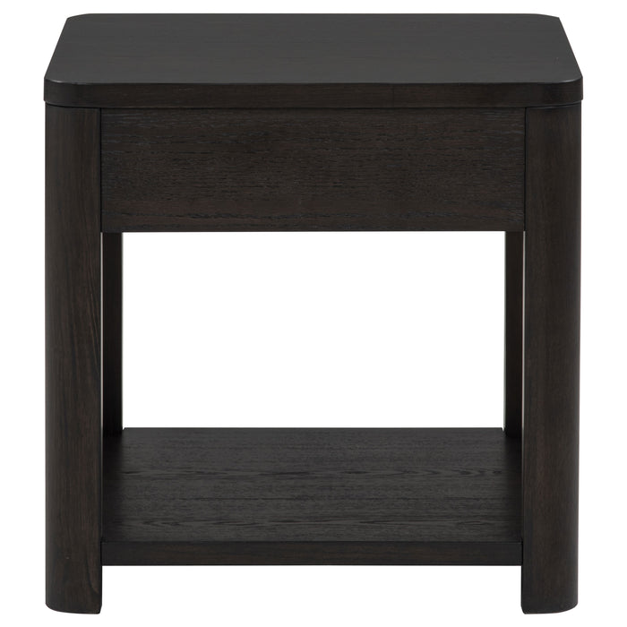 Marcelo Wood End Table with Drawer and Shelf Coffee