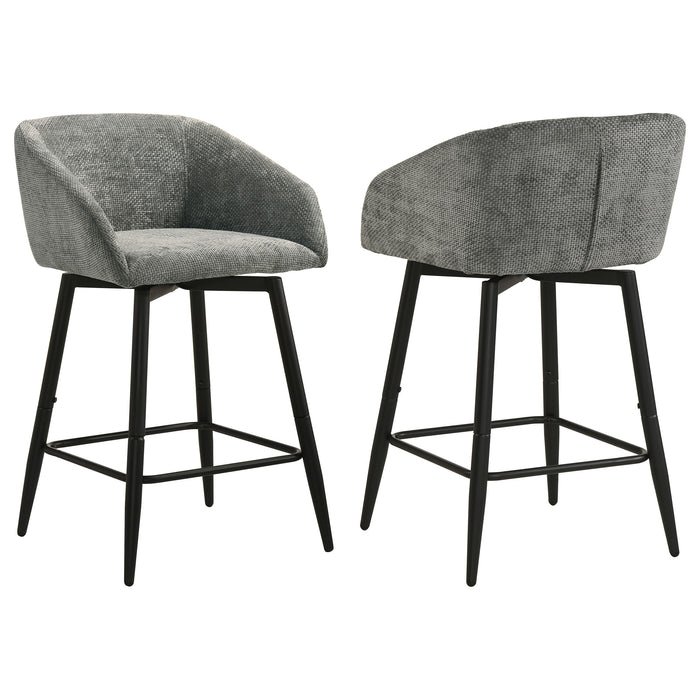 Rainer Fabric Upholstered Swivel Counter Height Chair Charcoal (Set of 2)