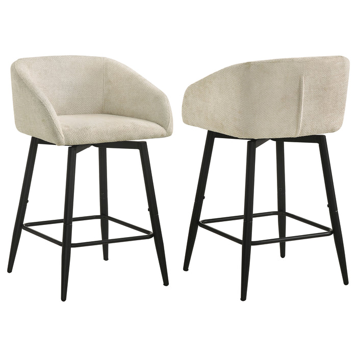 Rainer Fabric Upholstered Swivel Counter Height Chair Cream (Set of 2)