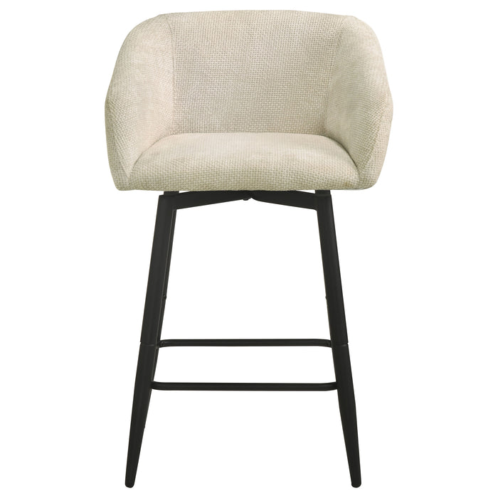 Rainer Fabric Upholstered Swivel Counter Height Chair Cream (Set of 2)