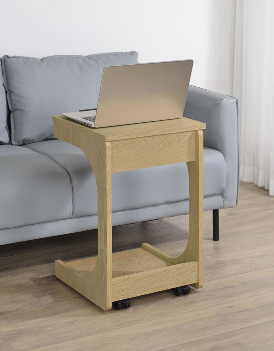 Ralston C-Shaped Lift-Top Sofa Side Table With Casters Light Oak