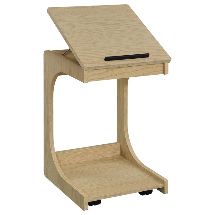 Ralston C-Shaped Lift-Top Sofa Side Table With Casters Light Oak