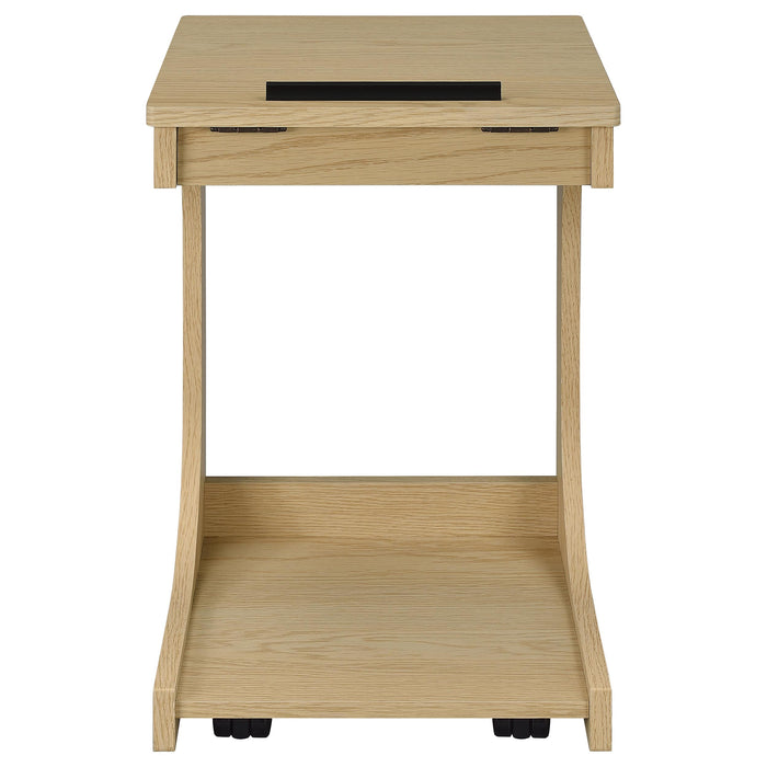 Ralston C-Shaped Lift-Top Sofa Side Table With Casters Light Oak