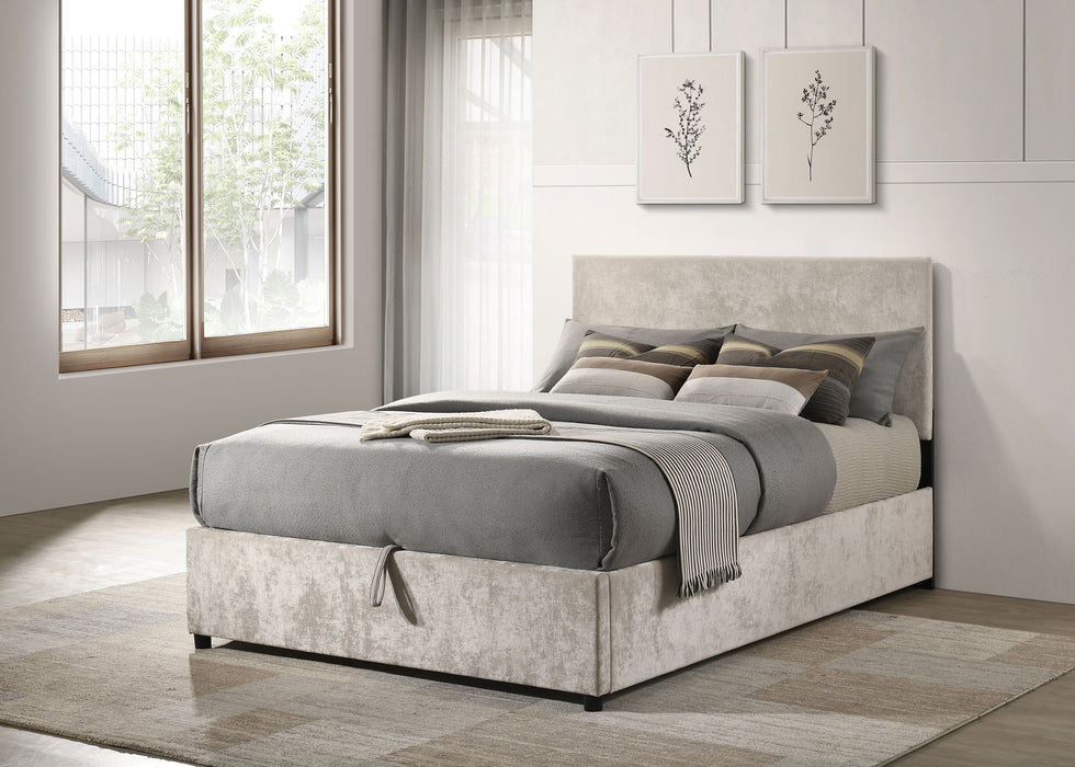 Reeves Upholstered Full Lift-Top Storage Platform Bed Beige