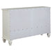 CoasterEveryday Sandy Beach 5-piece Eastern King bedroom set in cream white, includes bed frame, nightstands, and dresser, modern furniture.