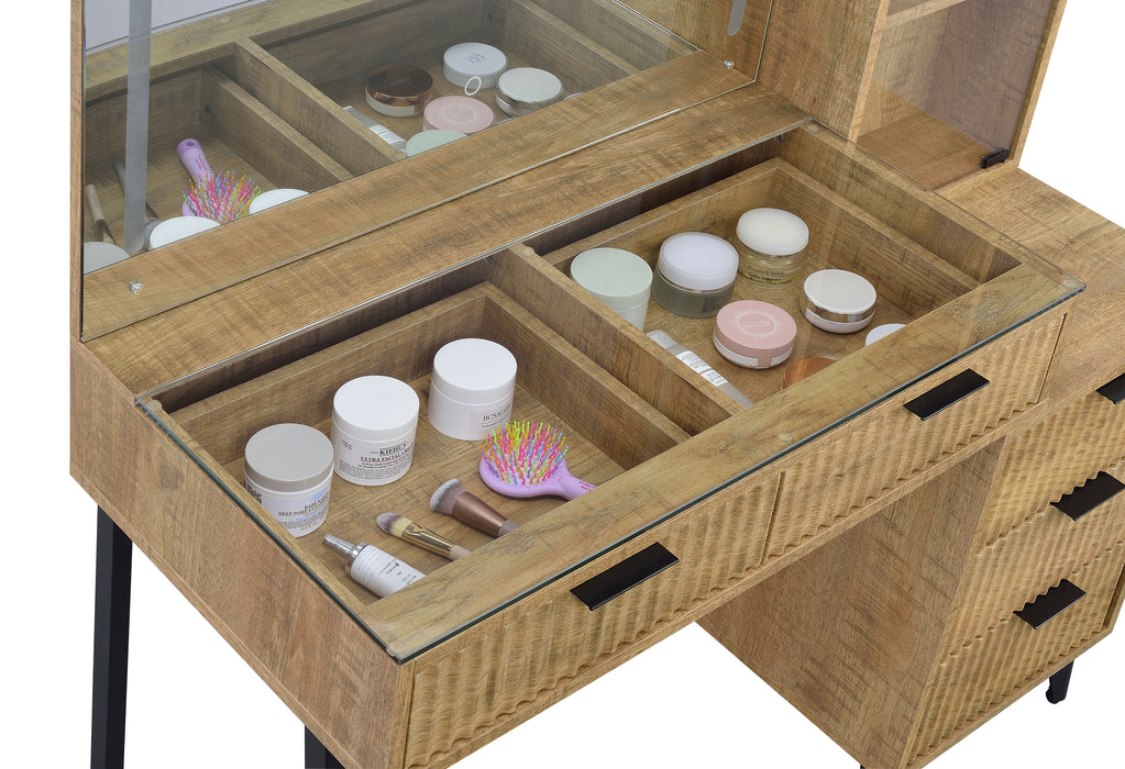 Souza 5-Drawer Makeup Vanity Table With LED Mirror Mango