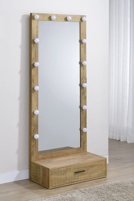 Spector 1-drawer Lighted Full-Length Floor Mirror Mango