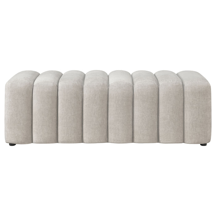 Summer Chenille Upholstered Channel Accent Bench Beige
