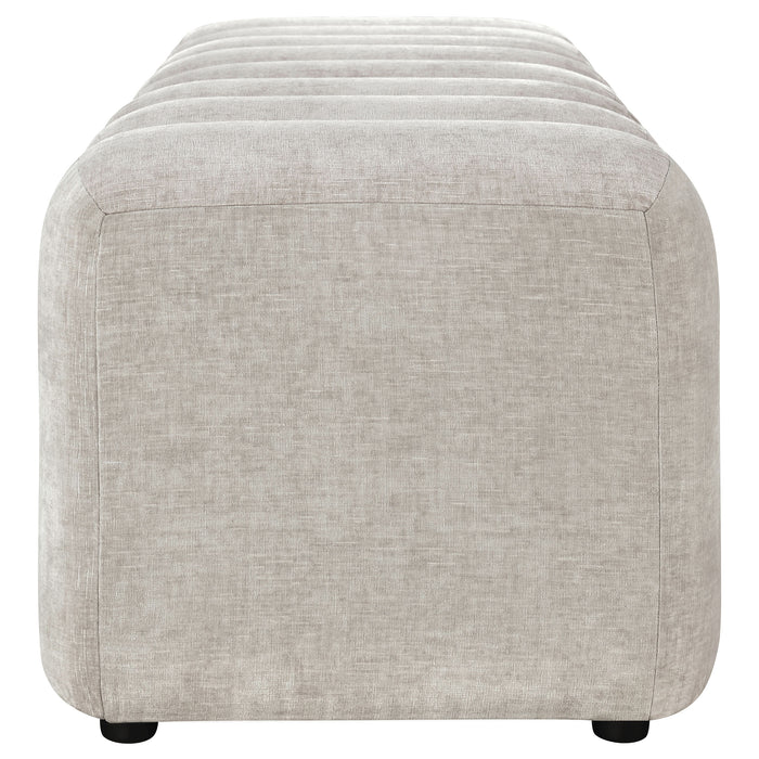 Summer Chenille Upholstered Channel Accent Bench Beige