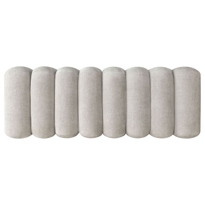 Summer Chenille Upholstered Channel Accent Bench Beige