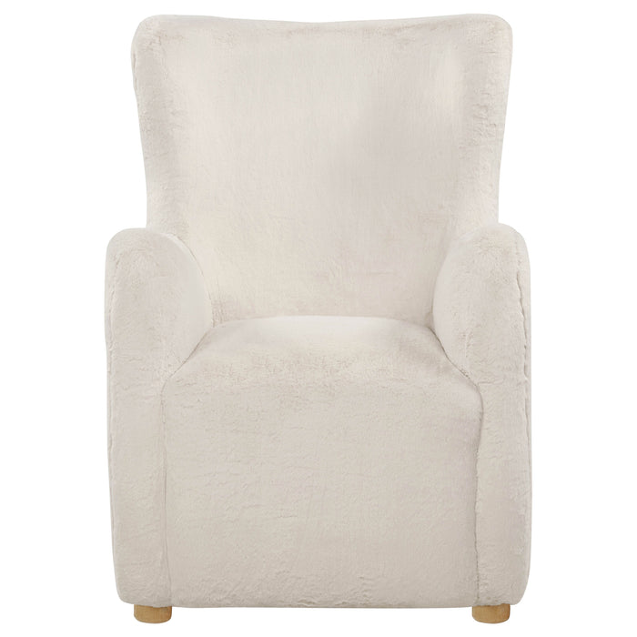 Thornton Faux Fur Upholstered Wingback Lounge Accent Chair Ivory