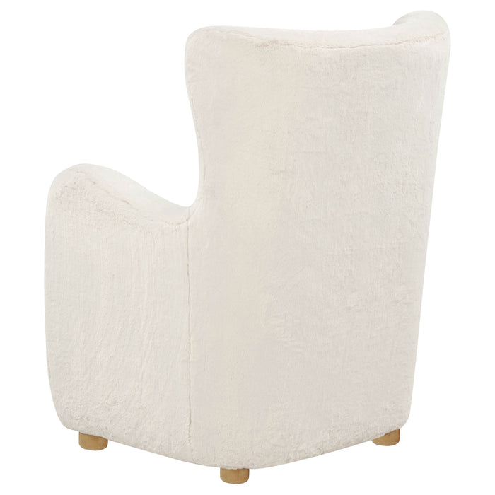 Thornton Faux Fur Upholstered Wingback Lounge Accent Chair Ivory