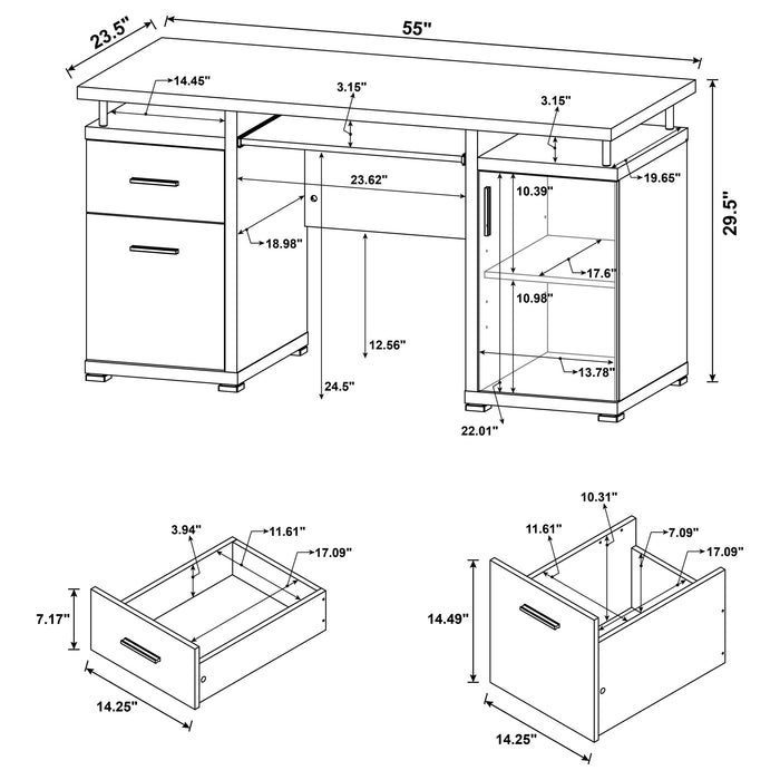 Tracy 55-inch 2-drawer Office Computer Desk Mango