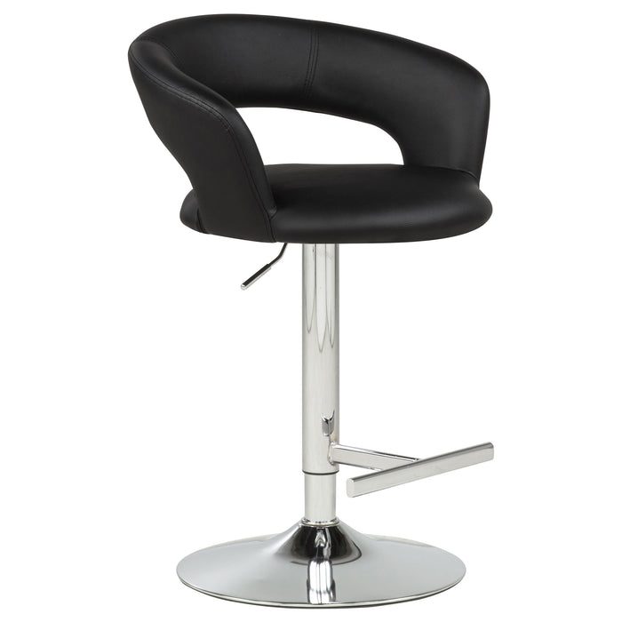 Travia Adjustable Leatherette Swivel Bar Stool Black and Chrome