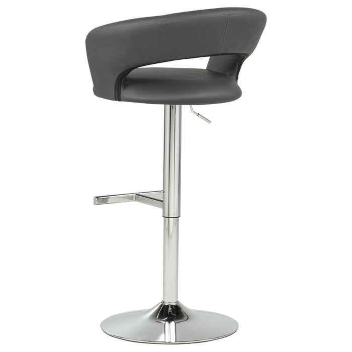 Travia Adjustable Leatherette Swivel Bar Stool Grey and Chrome