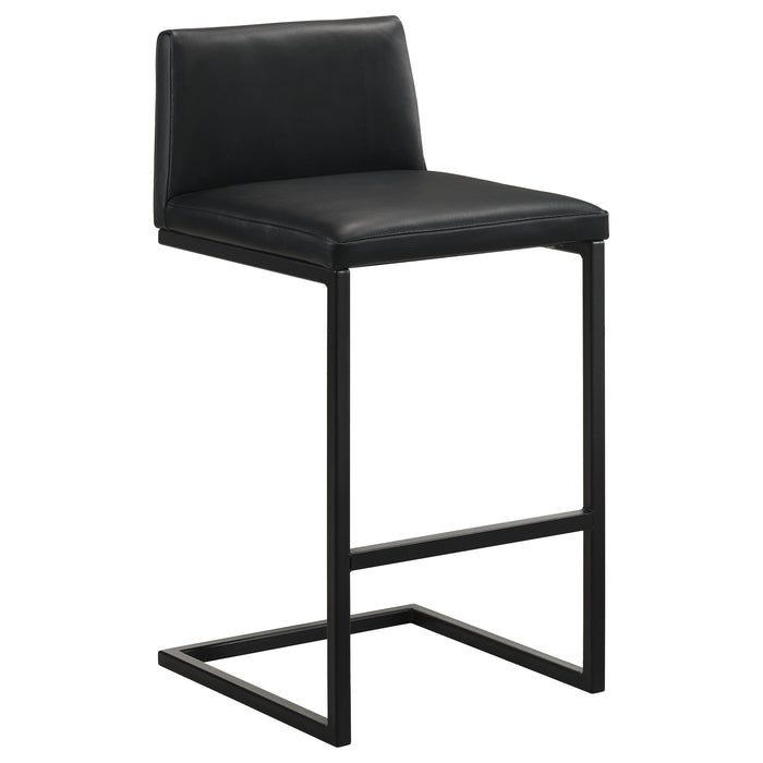 Vardon Genuine Leather Bar Stool Black (Set of 2)