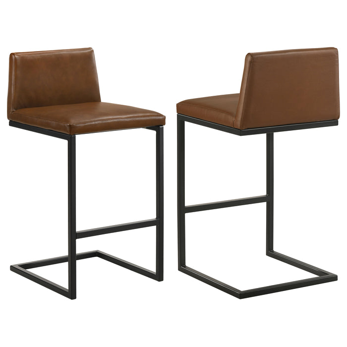 Vardon Genuine Leather Bar Stool Dark Brown (Set of 2)