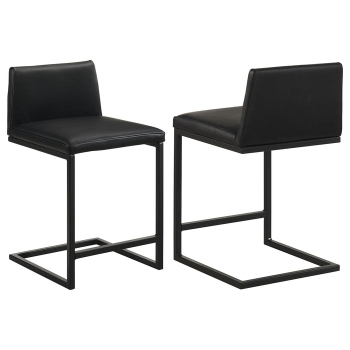 Vardon Genuine Leather Counter Height Chair Black (Set of 2)