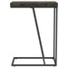 Grey Carly expandable engineered wood C-shaped side table with modern design, perfect for living room or bedroom use.