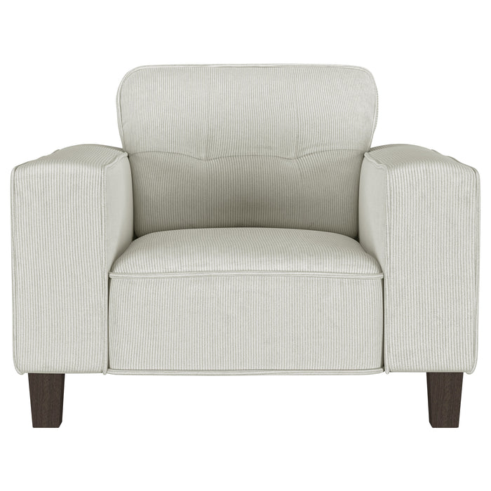 CoasterEveryday Deerhurst 3-piece upholstered sofa set in greige with track arms and plush cushions, modern furniture for living rooms.