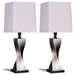 Two silver Keene 30-inch tapered shade table lamps with brushed metal bases, ideal for modern living room or bedside decor.