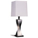 Set of two CoasterEveryday Keene 30-inch tapered shade table lamps with silver finish, featuring modern furniture design.