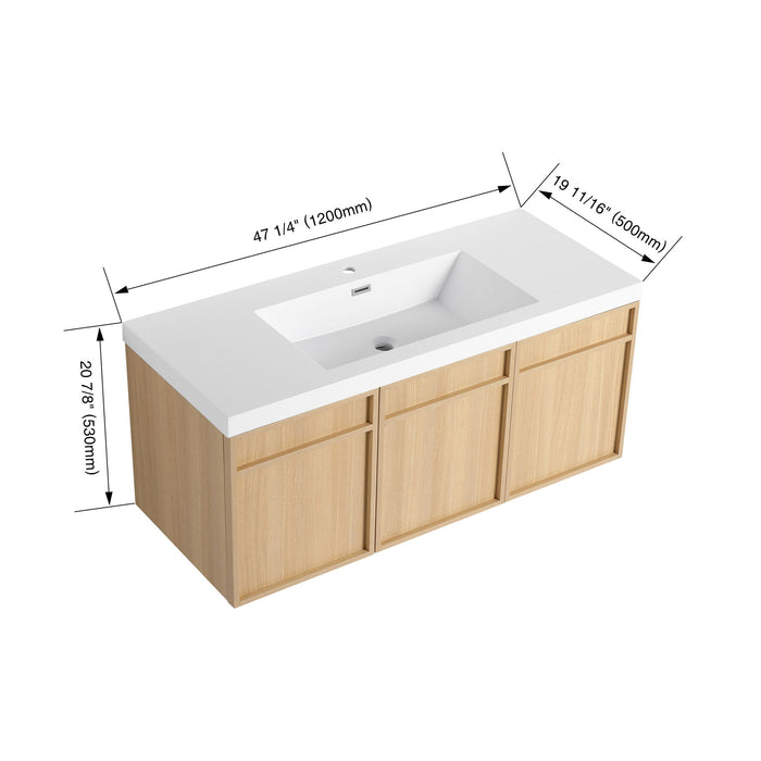 Giga wall-mounted bathroom vanity with resin sink and soft-closing doors, modern bathroom furniture with sleek design.