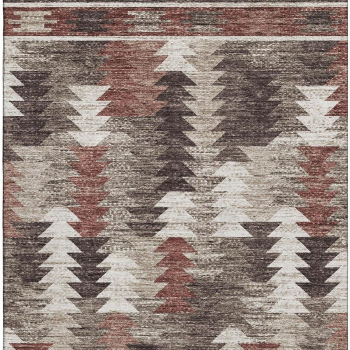 8' X 10' Southwestern Washable Area Rug With UV Protection - Chocolate