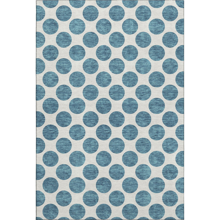 10' X 14' Polka Dot Washable Area Rug With UV Protection (677441) - Teal / Ivory