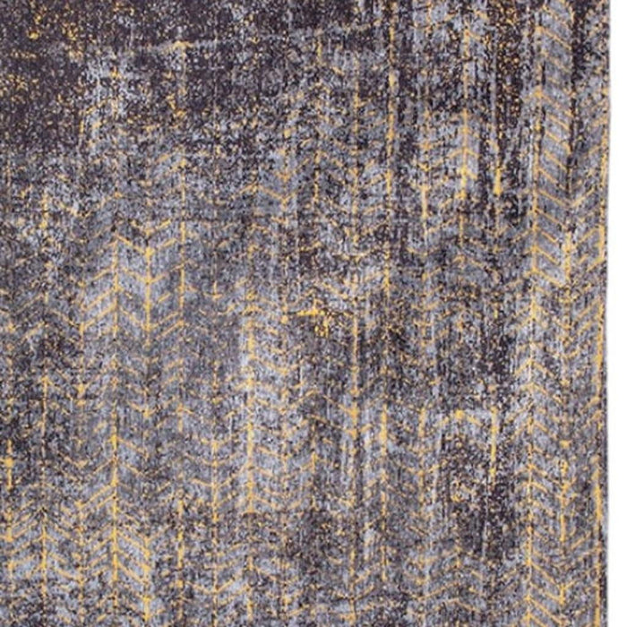 7' X 9' Chevron Washable Area Rug (548415) - Black / Gold