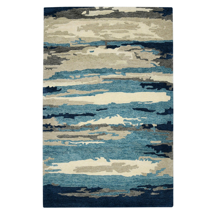 8' X 10' Wool Abstract Hand Tufted Area Rug - Blue