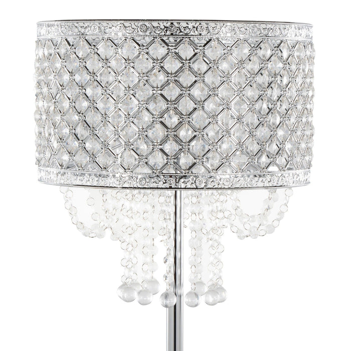 Droplet - 60" Floor Lamp - Polished Chrome And Clear Crystal Accents