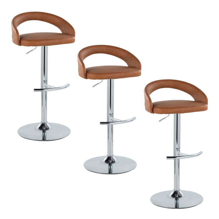 Grotto - Upholstered Adjustable Barstool - Chrome Metal Base