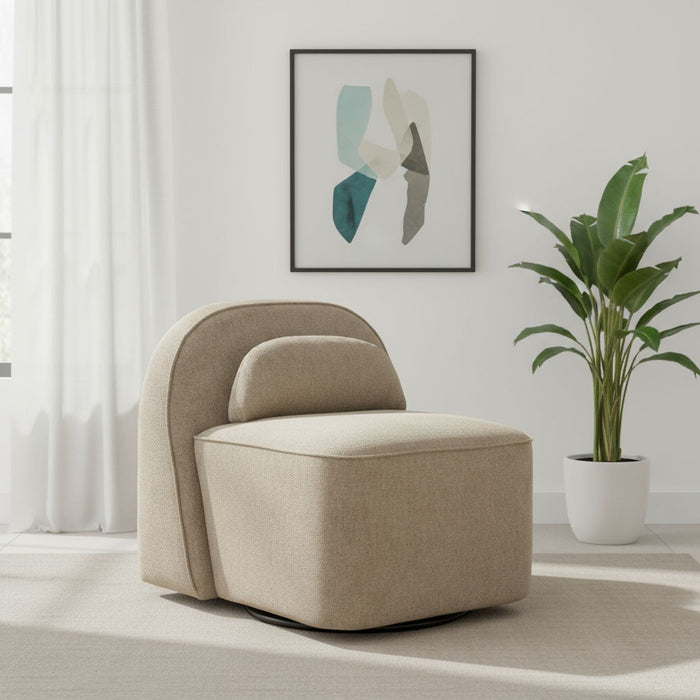 32" Modern Upholstered Swivel Side Chair - Brown