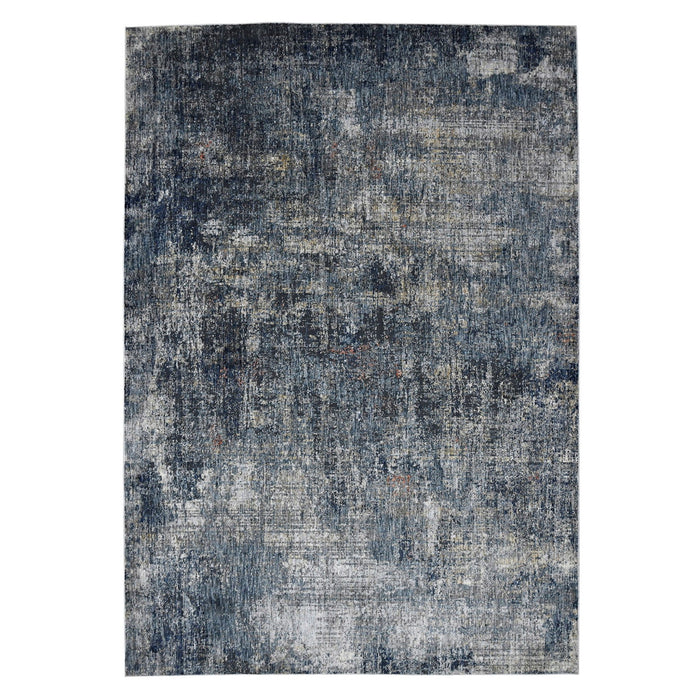 7.8' x 9.8' Abstract Power Loom Area Rug - Ivory Navy And Gray
