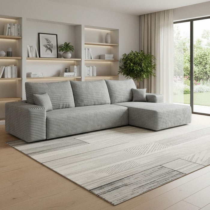 Corduroy Modular Compression Foam Sofa & Toss Pillows - Gray