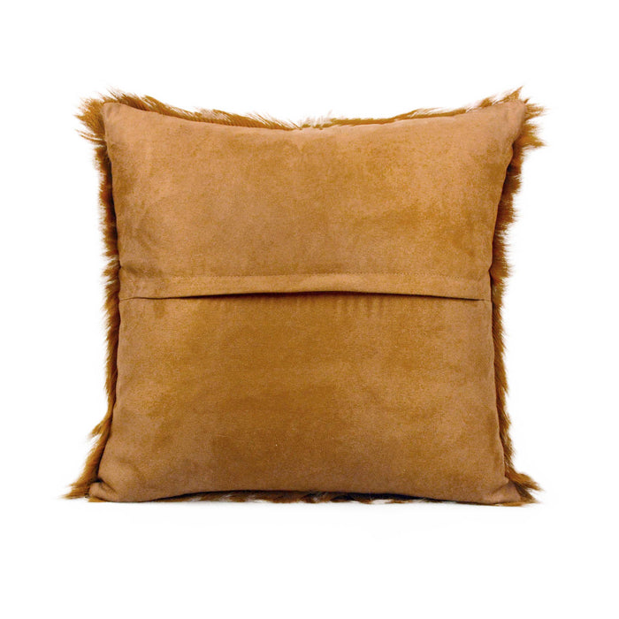 Amber - Genuine Goatskin Square Pillow - Brown