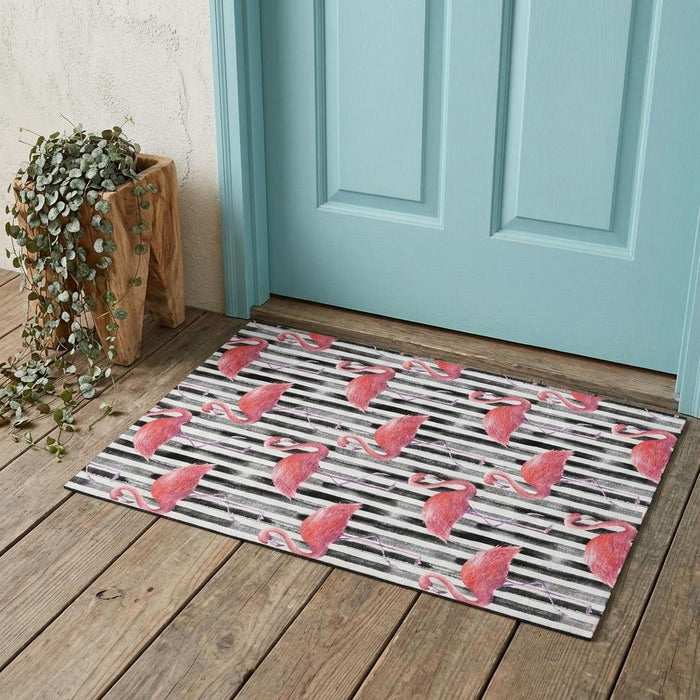 3' X 5' Geometric Washable Area Rug With UV Protection (646356) - Pink / Black / White
