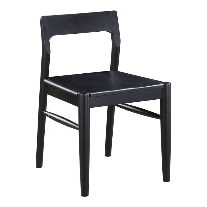 Solid Wood Open Back Dining Side Chairs (Set of 2) - Black