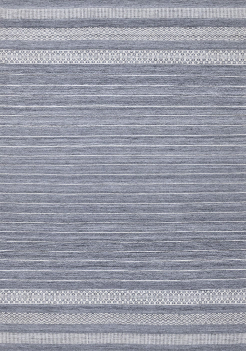 8' X 11' Striped Hand Woven Area Rug (661332) - Gray / White