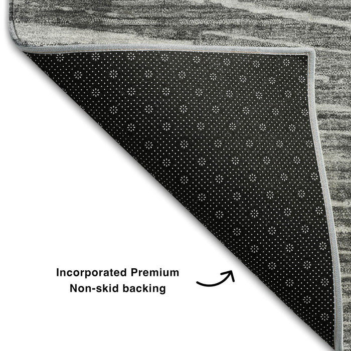 10' X 14' Geometric Washable Area Rug With UV Protection (648334) - Gray / Ivory