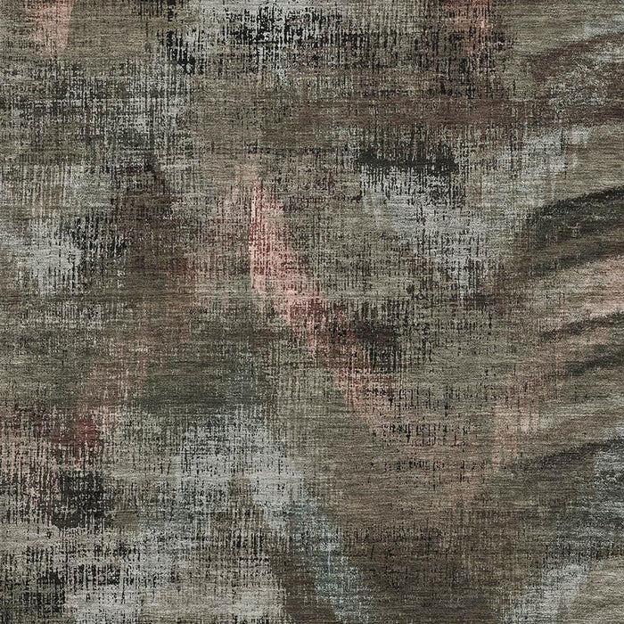 10' X 14' Abstract Washable Area Rug With UV Protection - Brown And Gray