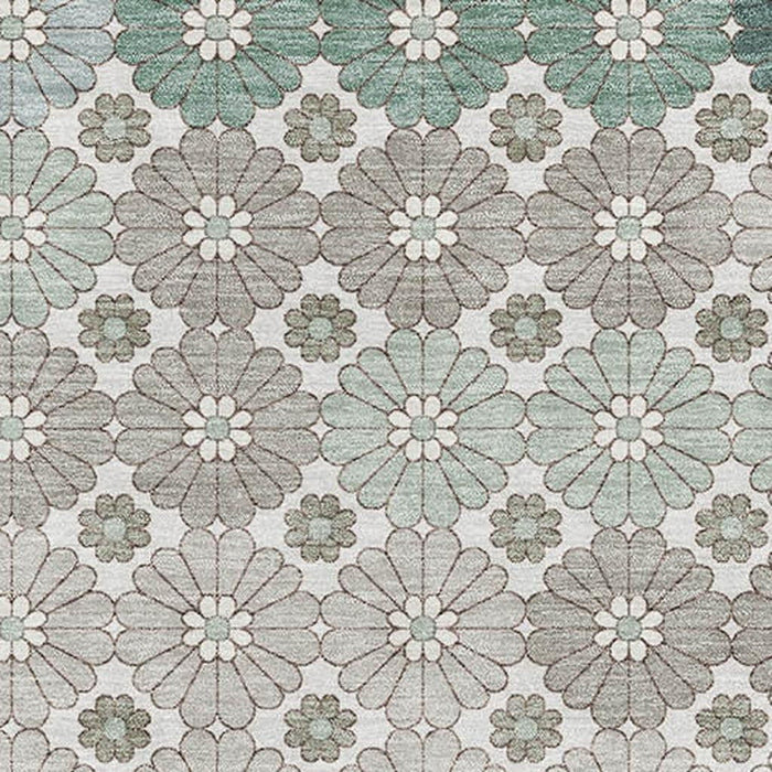 10' X 14' Geometric Washable Area Rug With UV Protection (696896) - Taupe / Beige / Teal