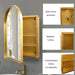 Giga arched recessed medicine cabinet with metal frame, mirror, and adjustable shelves for bathroom wall storage.